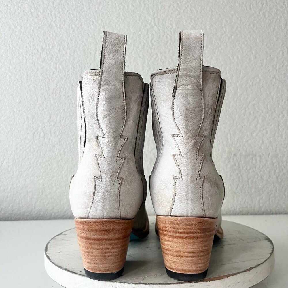 Lane CHELSEA Womens Cowboy Bootie 9 Western White Short Cowgirl Ankle Boots EUC - Picture 3 of 11